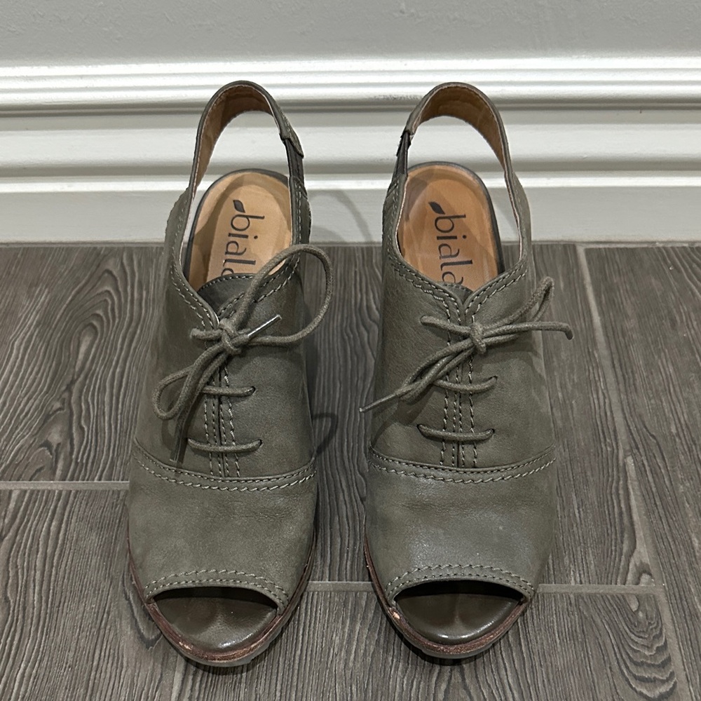 Biala Women's Lace-Up Peep Toe Boots - Olive